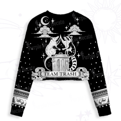 Purplehecate The Team Trash Raccoon Tarot Crop Fuzzy Ugly Sweatshirt