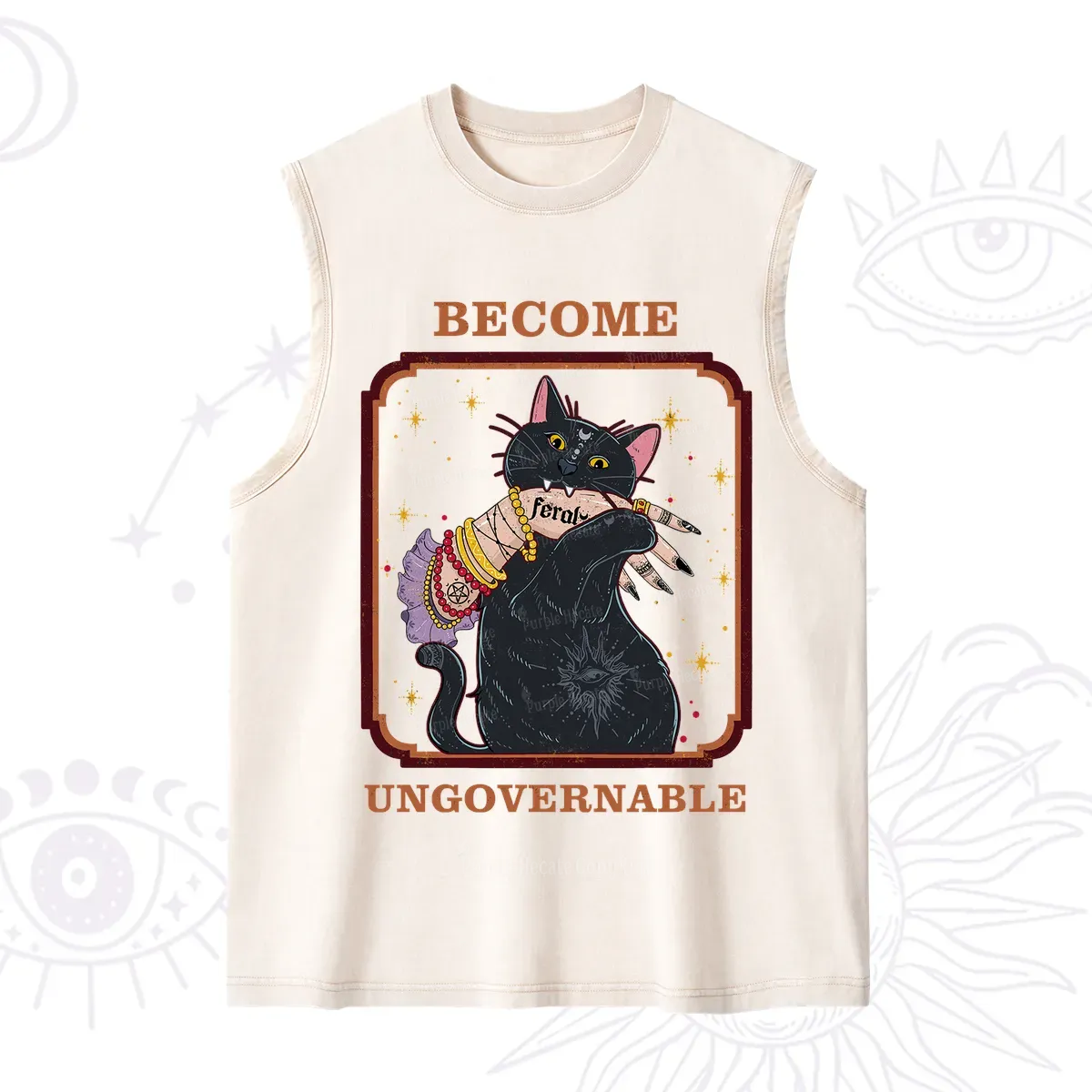 Purplehecate Become Ungovernable Cat Washed Tank