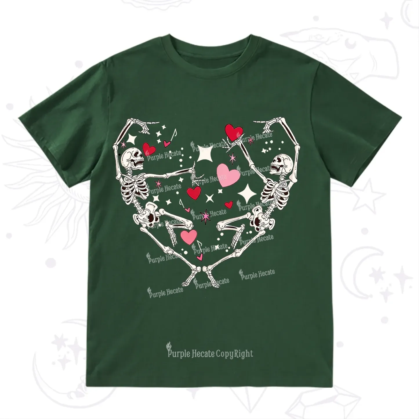 Purplehecate Skeleton Heart Lovers Valentine T-Shirt