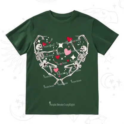 Purplehecate Skeleton Heart Lovers Valentine T-Shirt