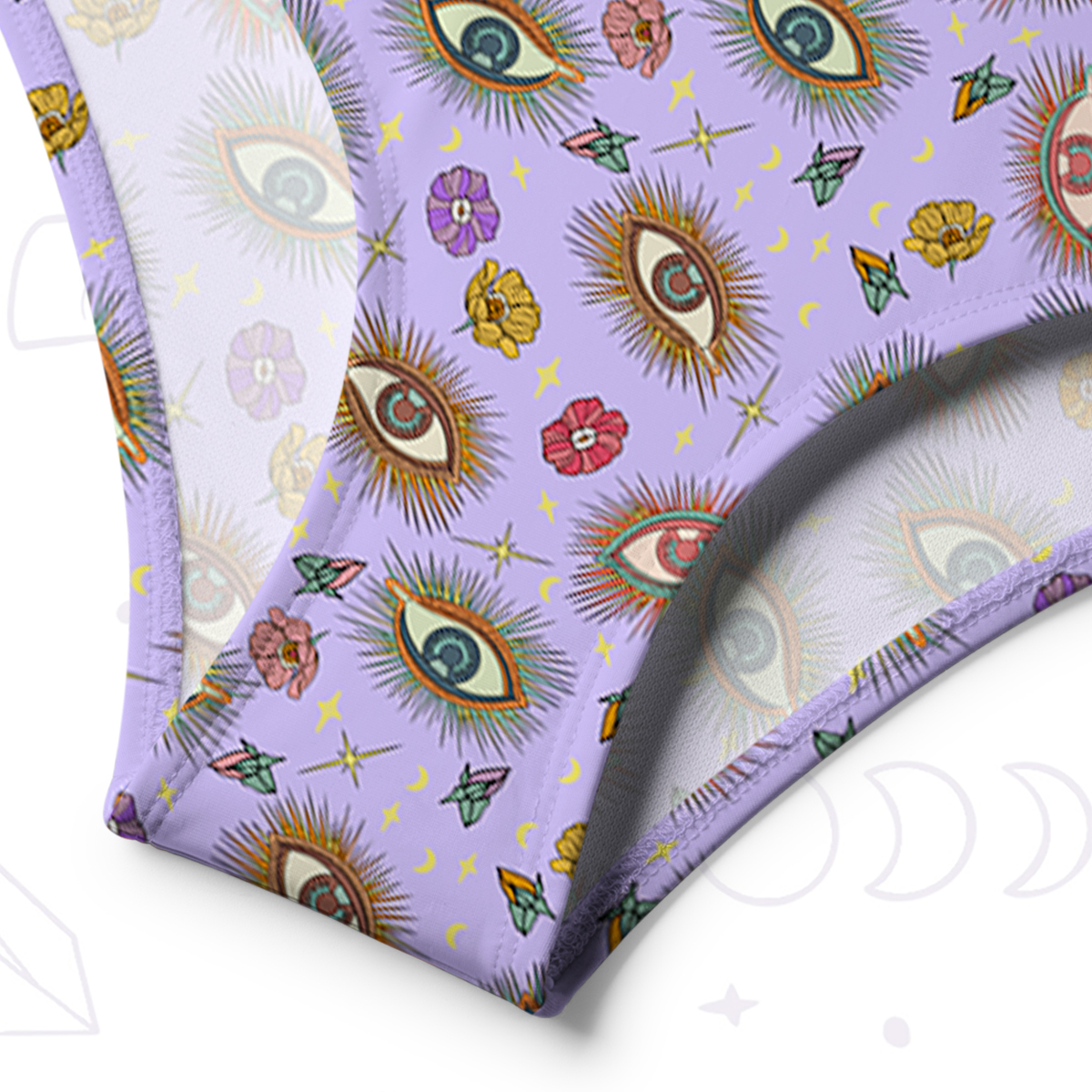 Purplehecate Evil Eye Pattern One-Shoulder One-Piece Swimsuit