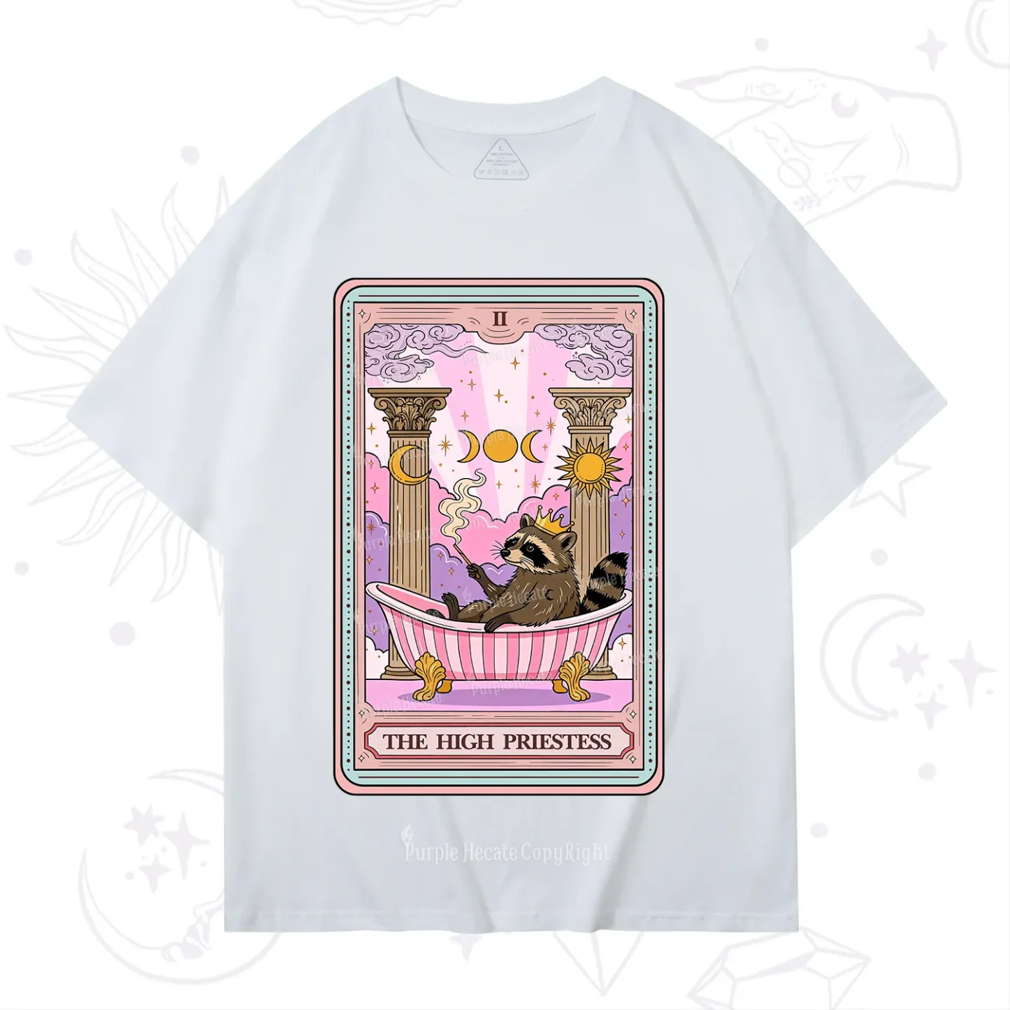 Purplehecate The High Priestess Raccoon Tarot T-Shirt