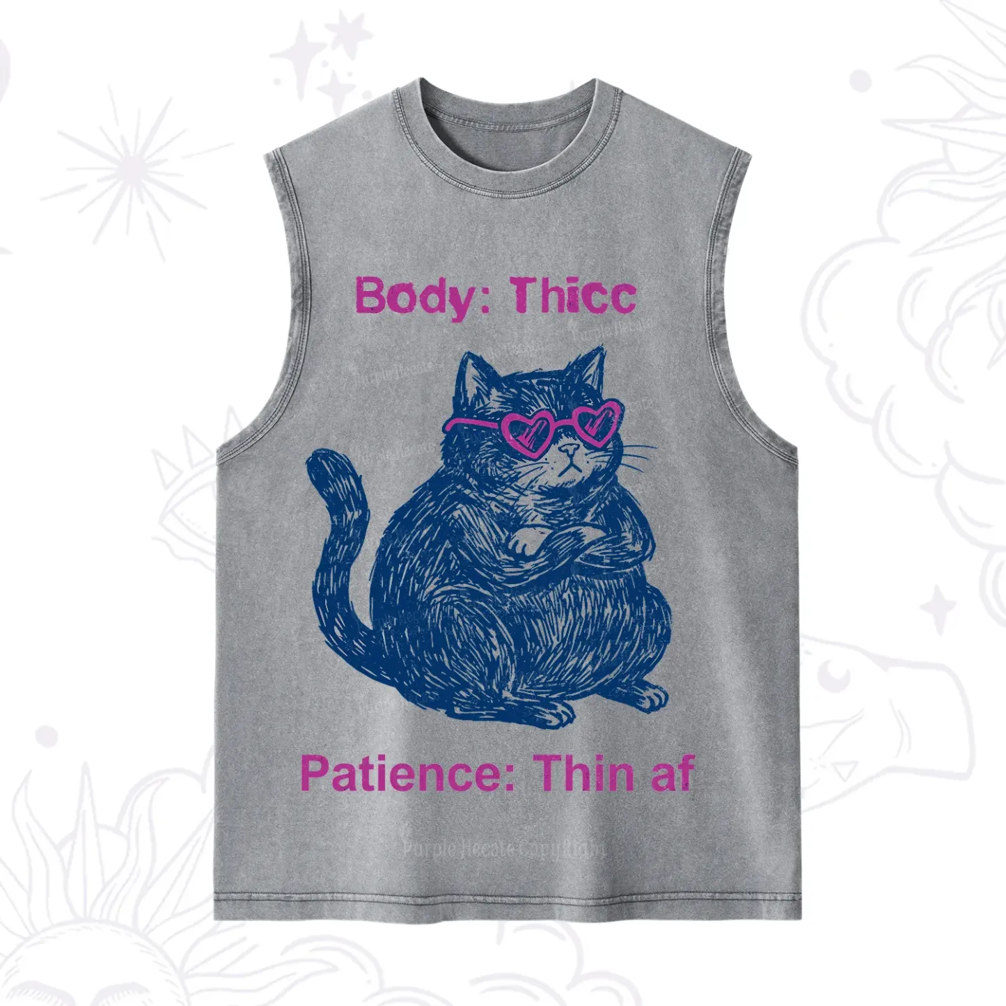 Purplehecate Body Thicc Patience Thin Af Cat Washed Tank