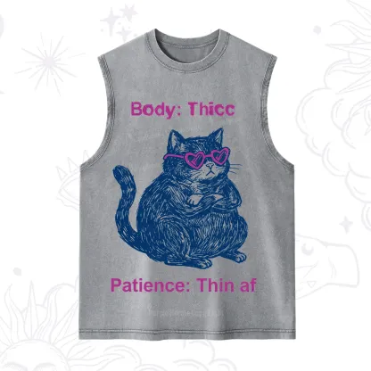 Purplehecate Body Thicc Patience Thin Af Cat Washed Tank