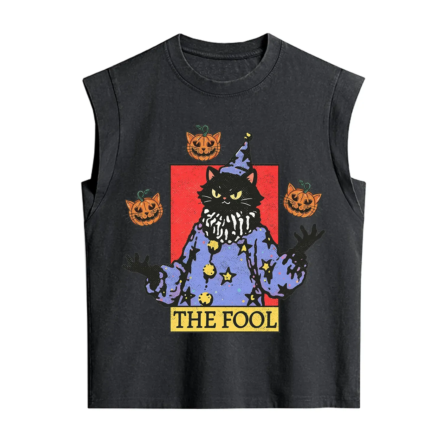 Purplehecate Spooky Fool Black Cat Vintage Washed Tank