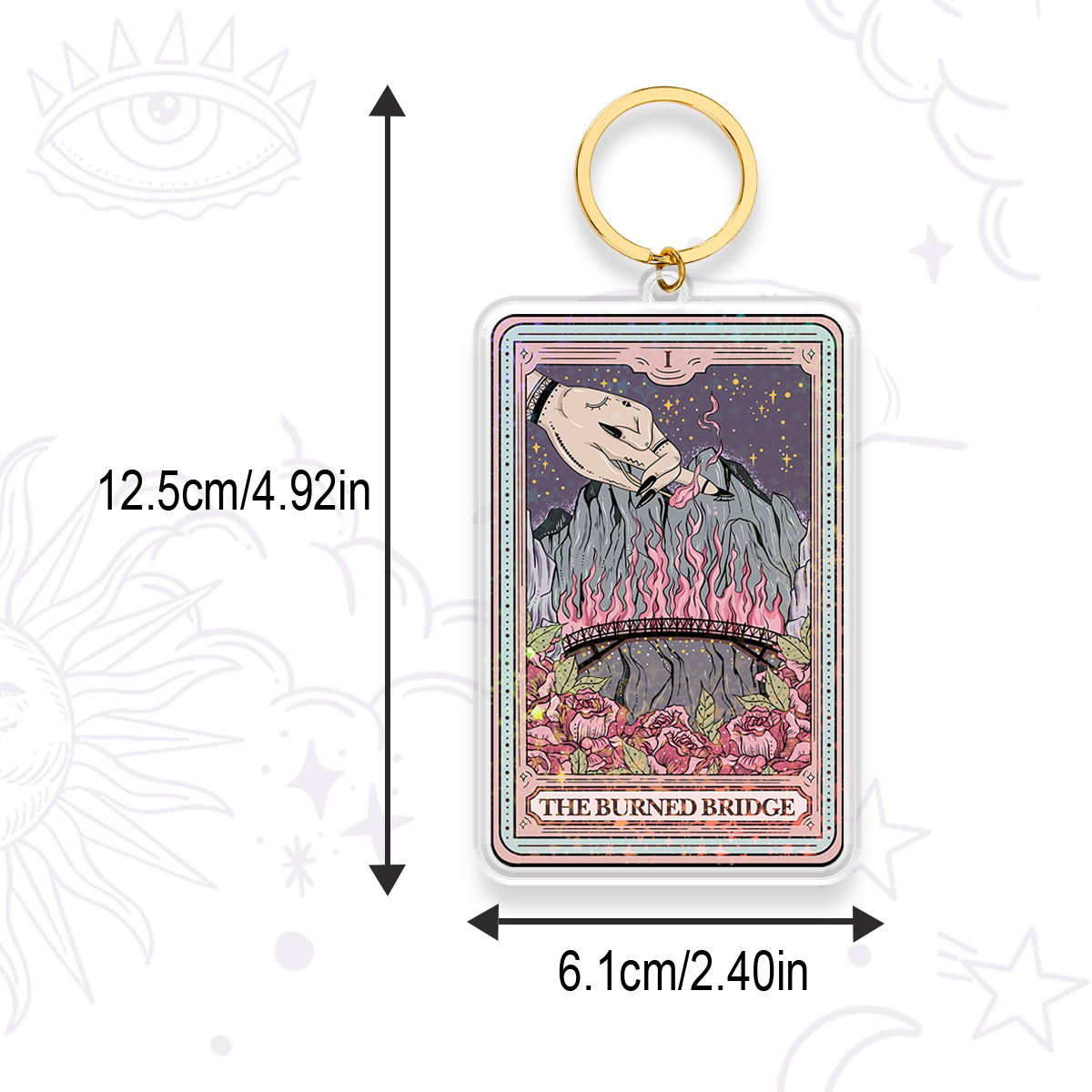 Purplehecate The Burned Bridge Tarot Keychain