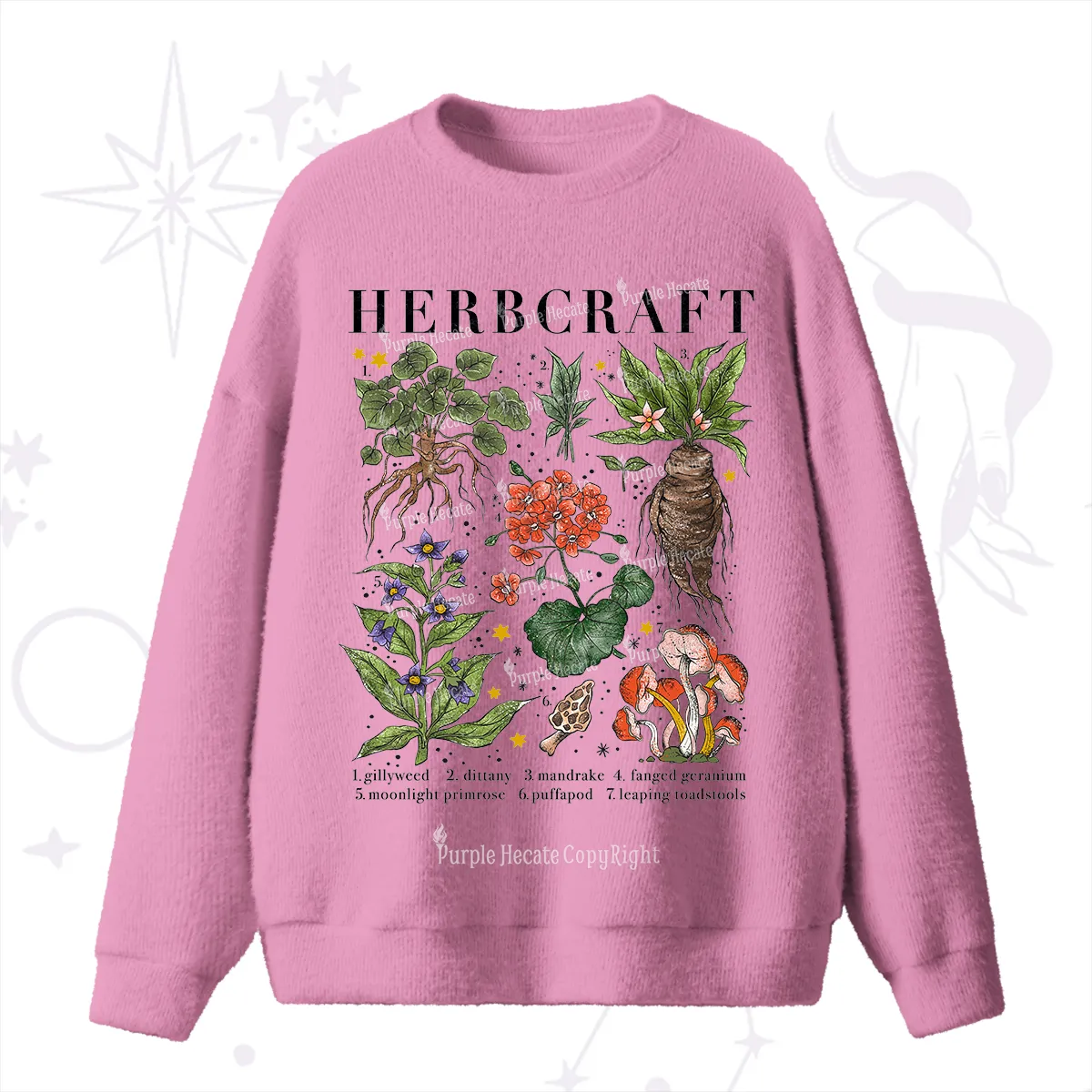 Purplehecate Magical Herbcraft Fuzzy Ugly Sweater