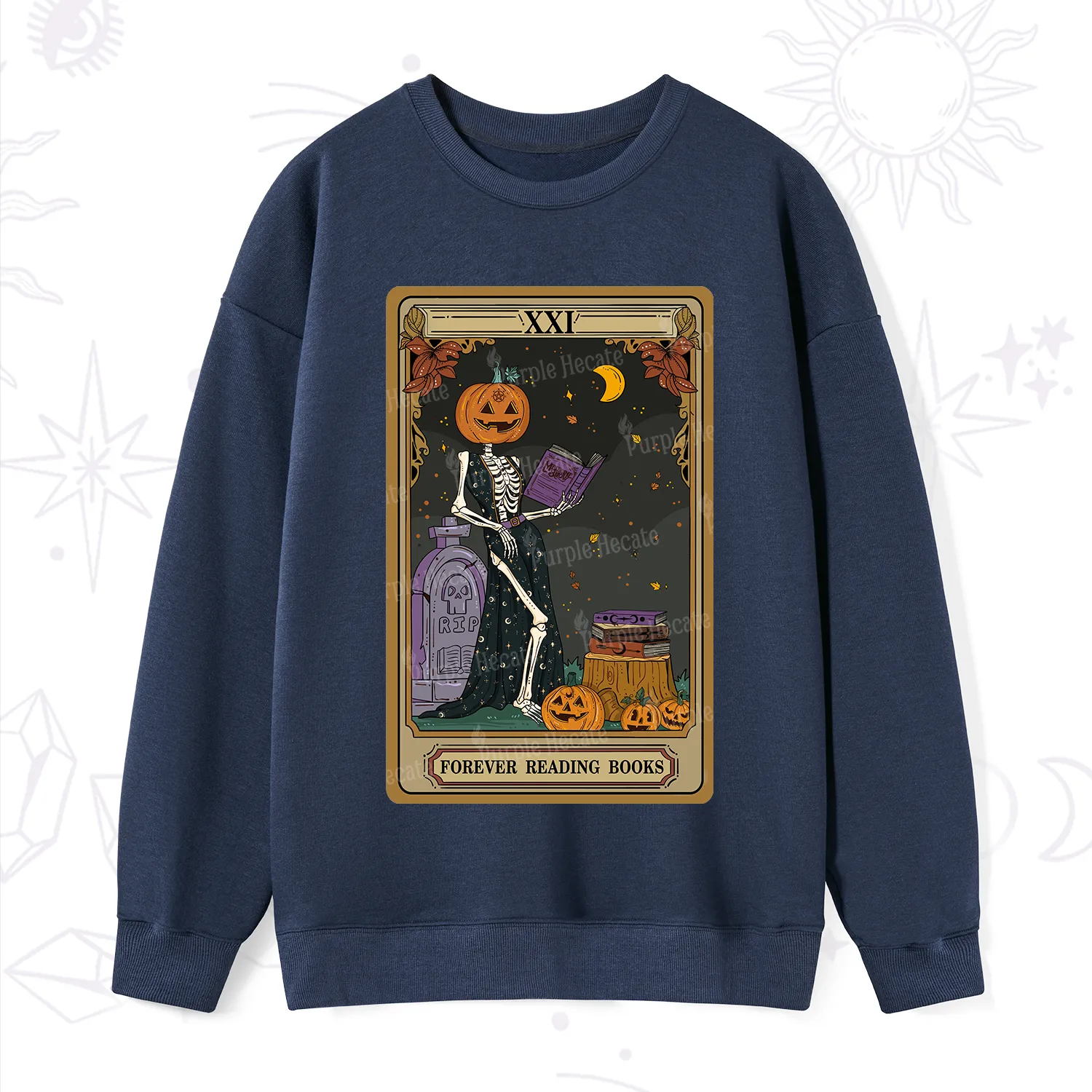 Purplehecate The Forever Reading Books Tarot Halloween Sweatshirt