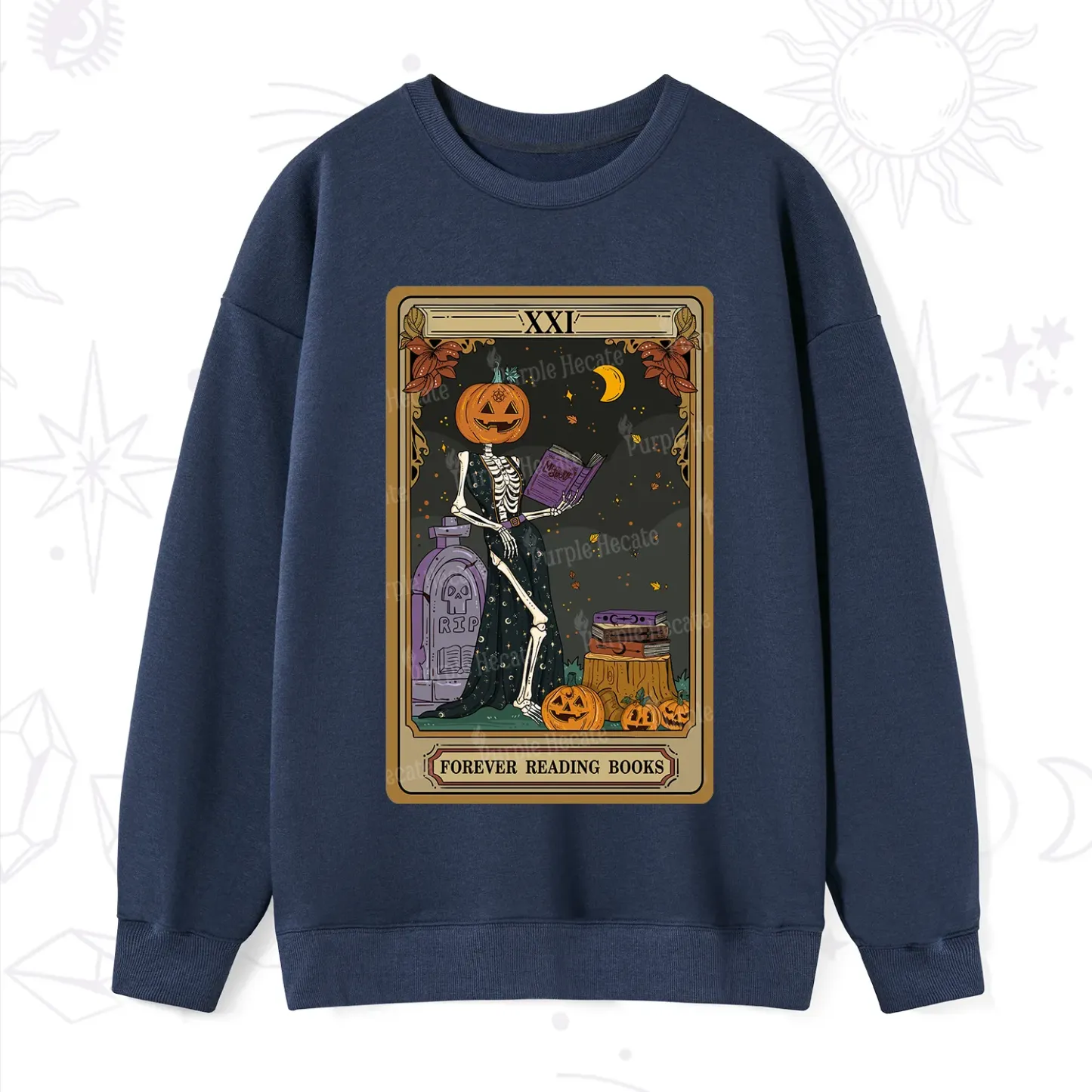 Purplehecate The Forever Reading Books Tarot Halloween Sweatshirt