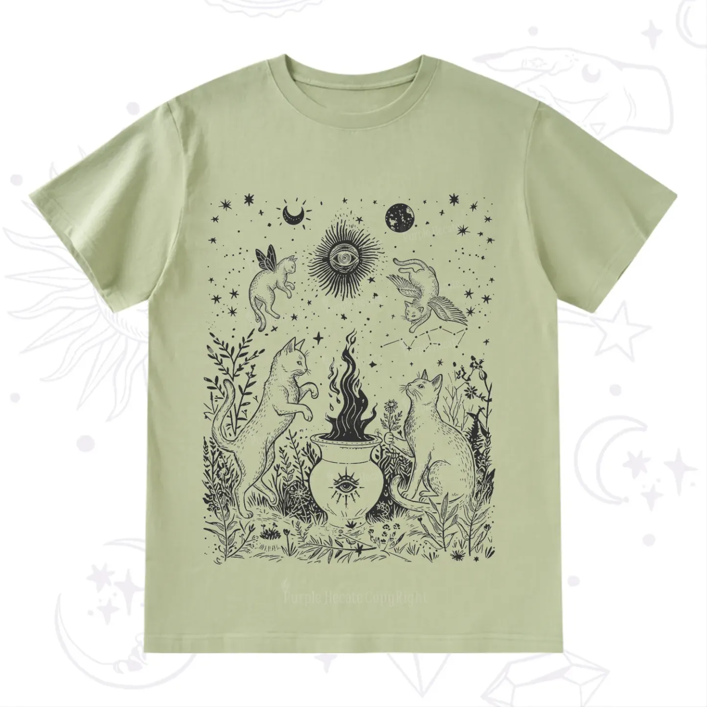 Purplehecate Midnight Meowgic Moon Ritual T-Shirt