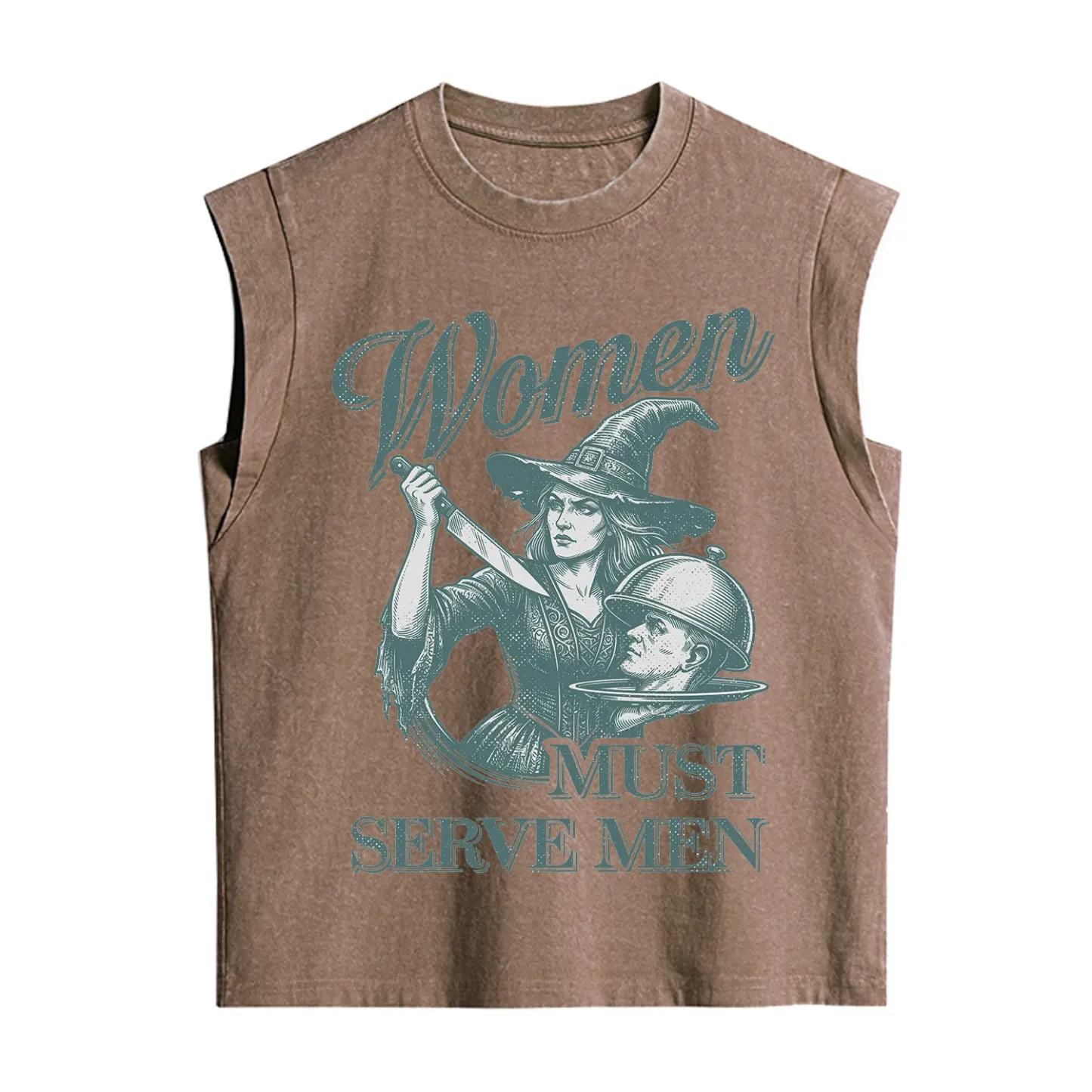 Purplehecate Women Must Serve Men Vintage Washed Tank
