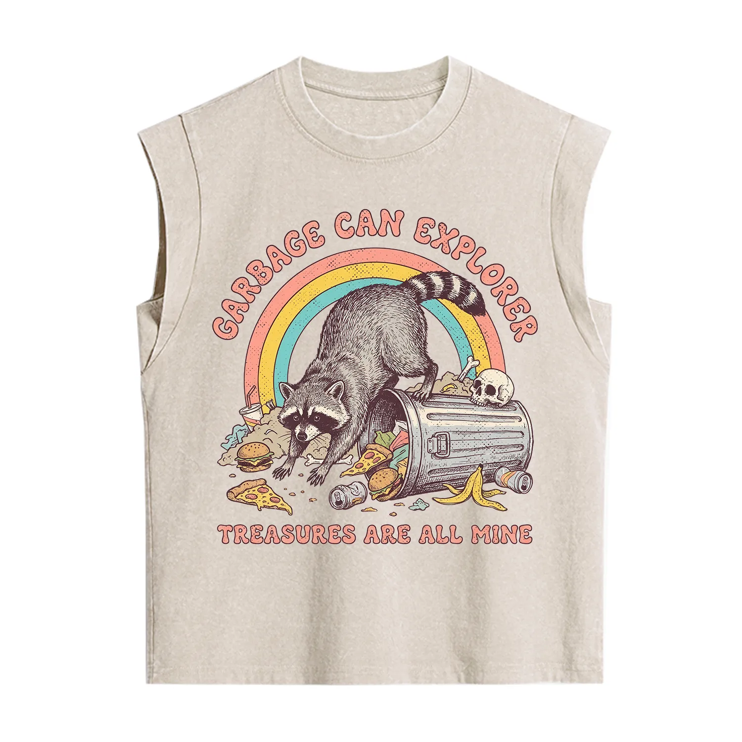 Purplehecate Garbage Can Explorer Raccoon Vintage Washed Tank