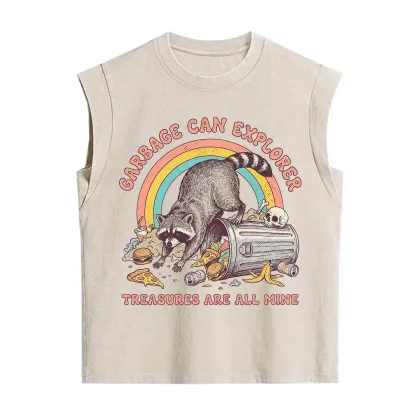 Purplehecate Garbage Can Explorer Raccoon Vintage Washed Tank