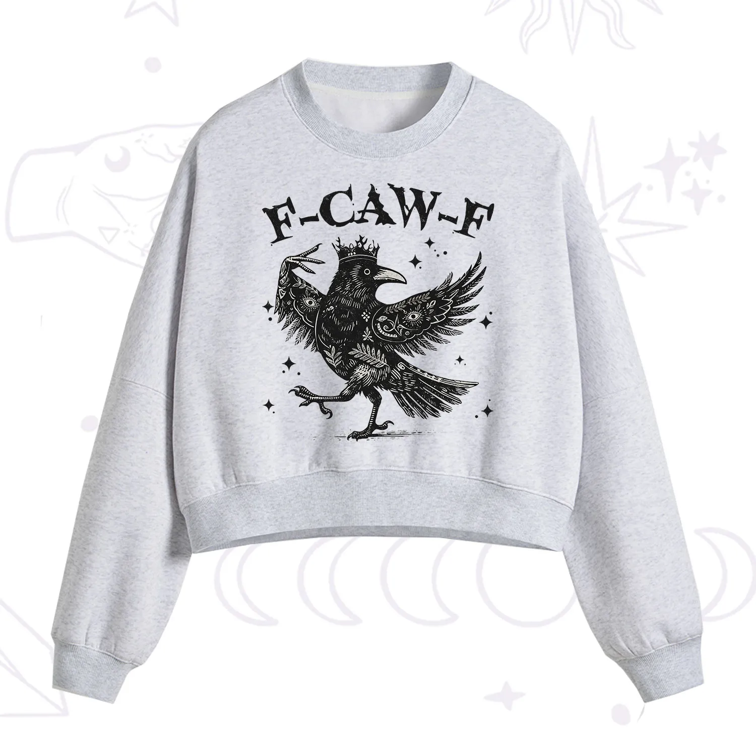 Purplehecate F-caw-f Funny Crow Fleece Cropped Sweatshirt