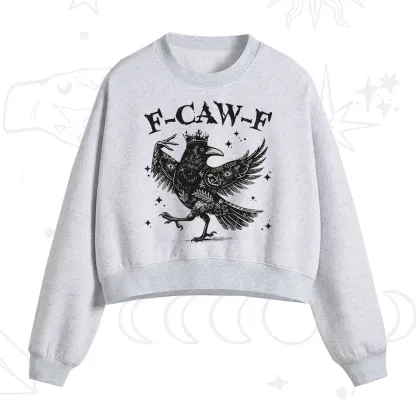 Purplehecate F-caw-f Funny Crow Fleece Cropped Sweatshirt