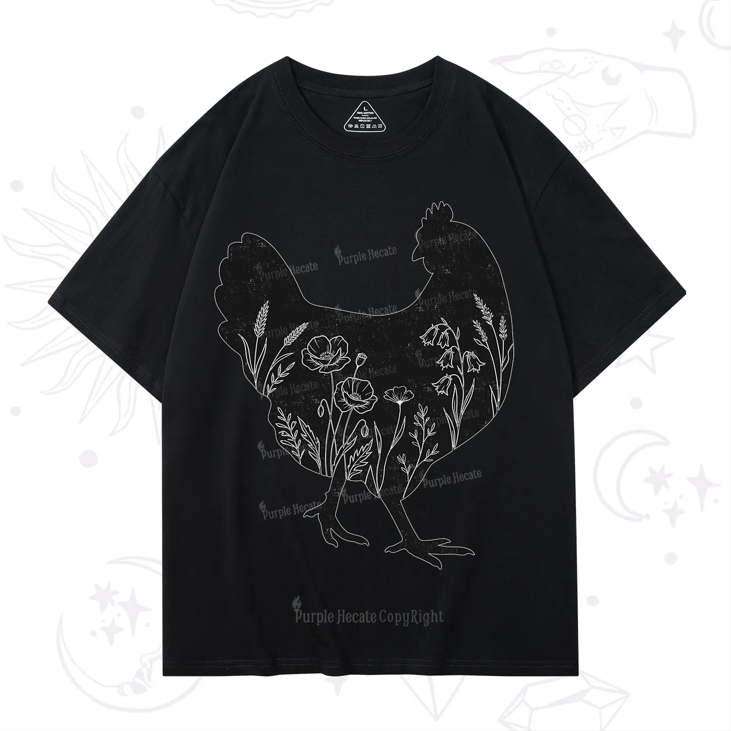 Purplehecate Floral Chicken T-Shirt