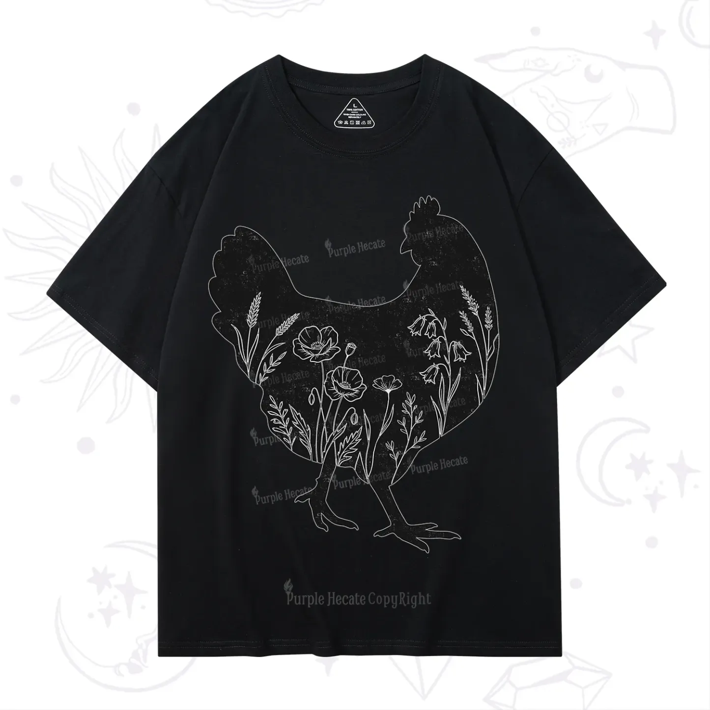 Purplehecate Floral Chicken T-Shirt