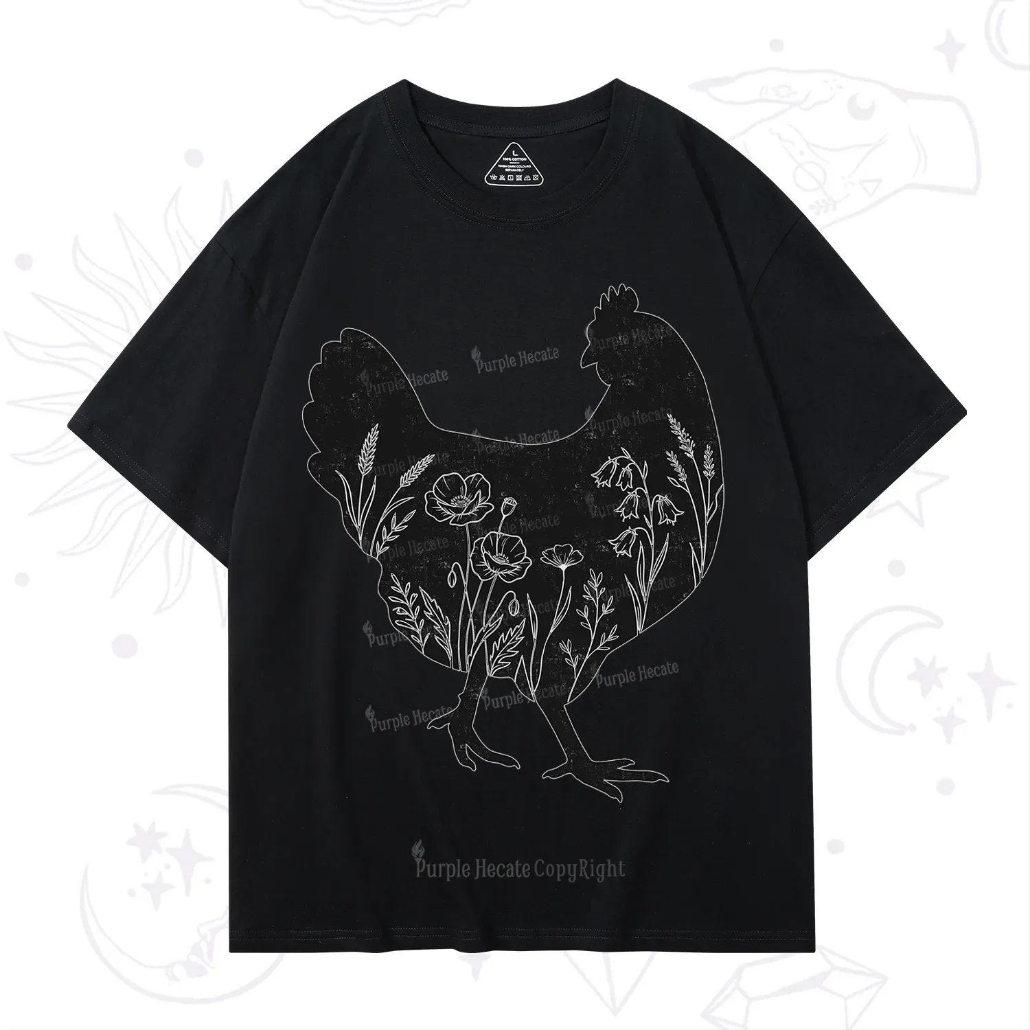 Purplehecate Floral Chicken T-Shirt