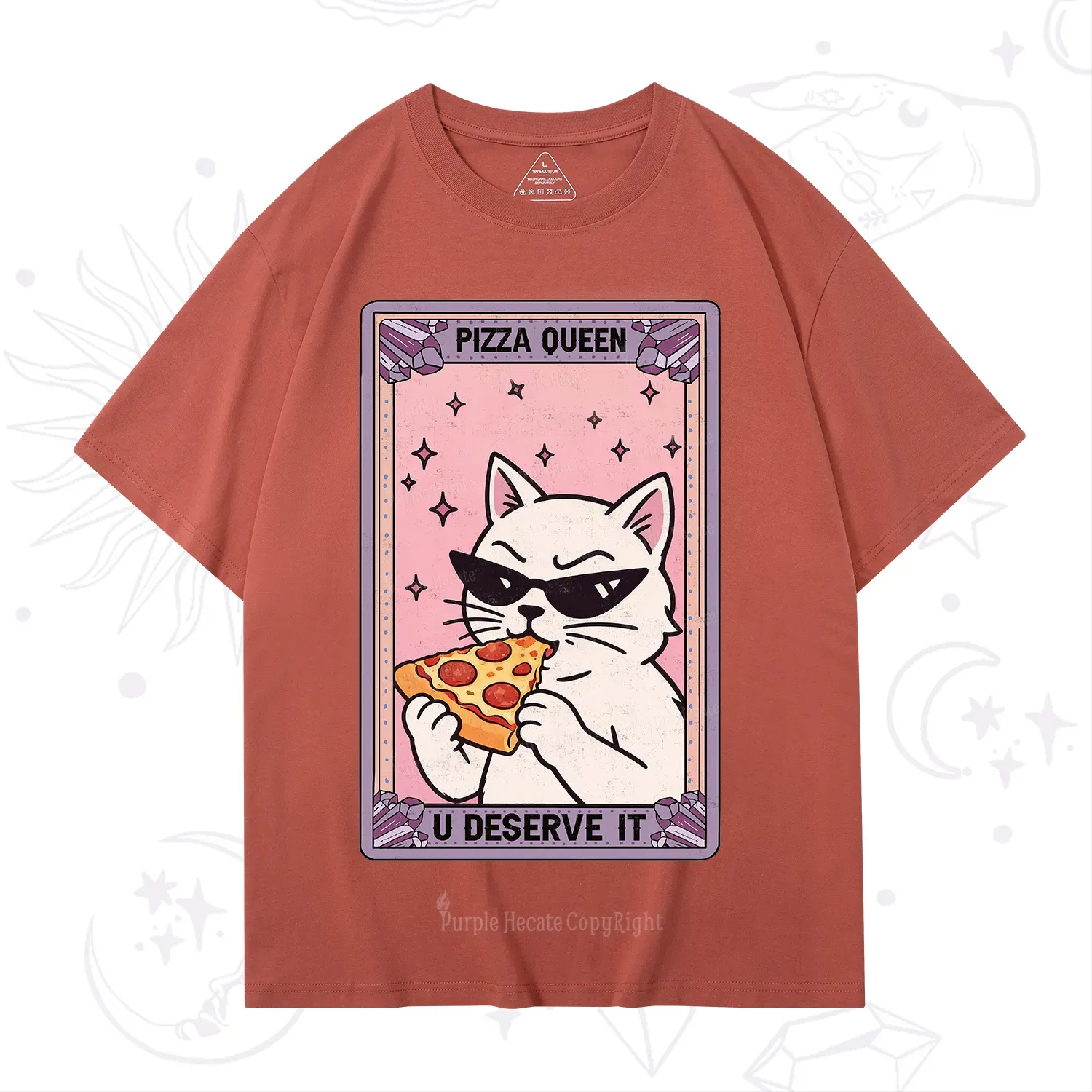 Purplehecate The Pizza Queen Cat Tarot T-Shirt