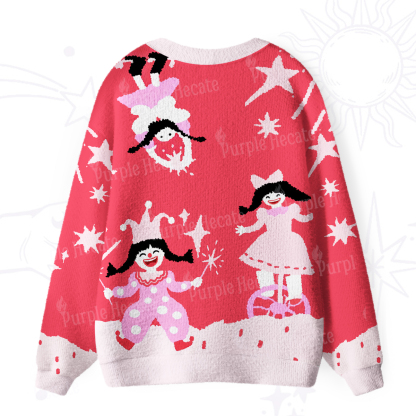 Purplehecate Joyful Circus Girl Ugly Cardigan Sweaters