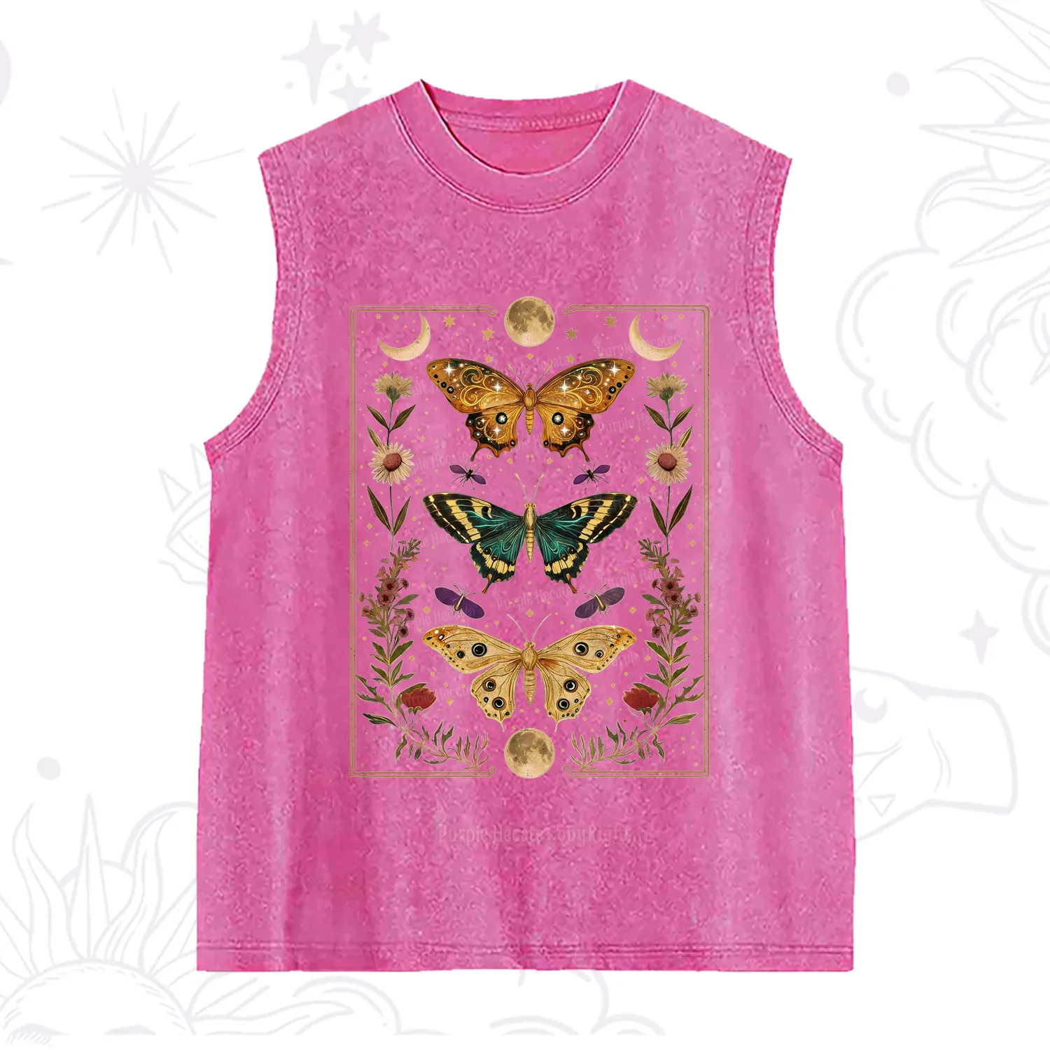 Purplehecate Sun and Moon Butterfly Washed Tank
