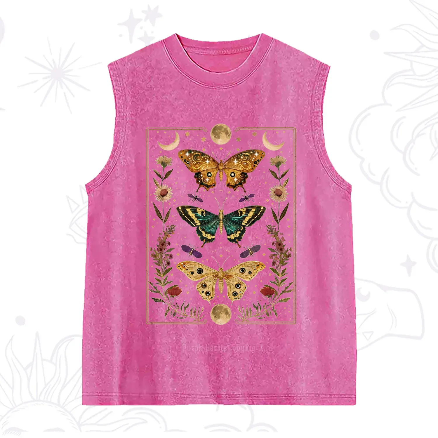 Purplehecate Sun and Moon Butterfly Washed Tank