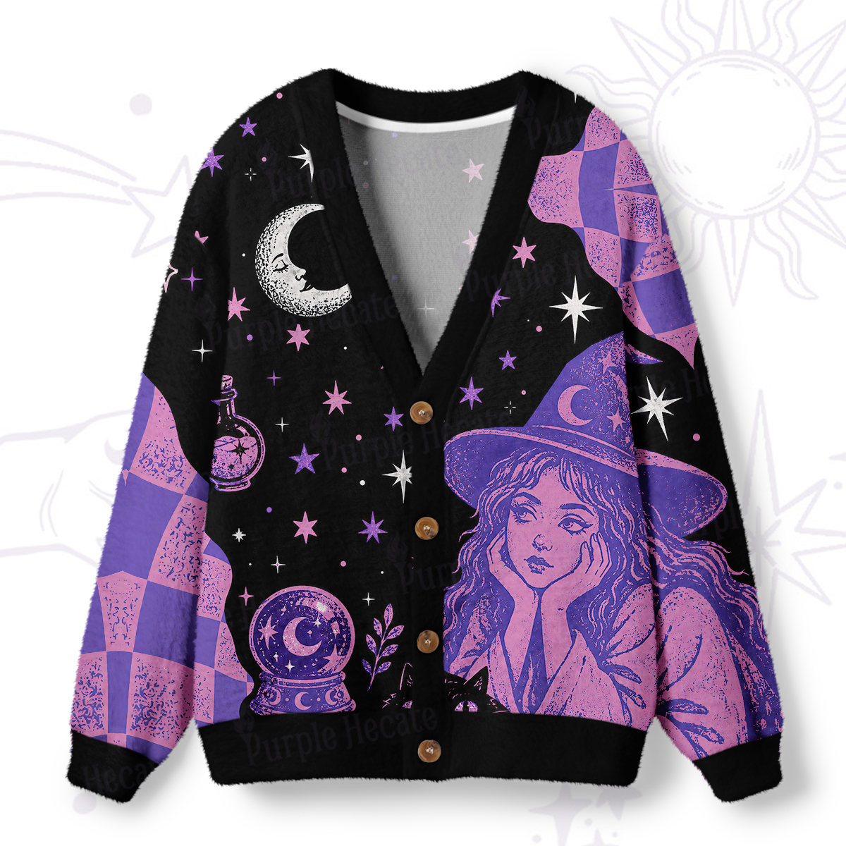 Purplehecate Witchy For You Ugly Cardigan Sweaters