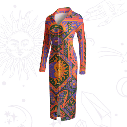Purplehecate Sun, Moon & Butterfly Secrets Ribbed Knit Dress