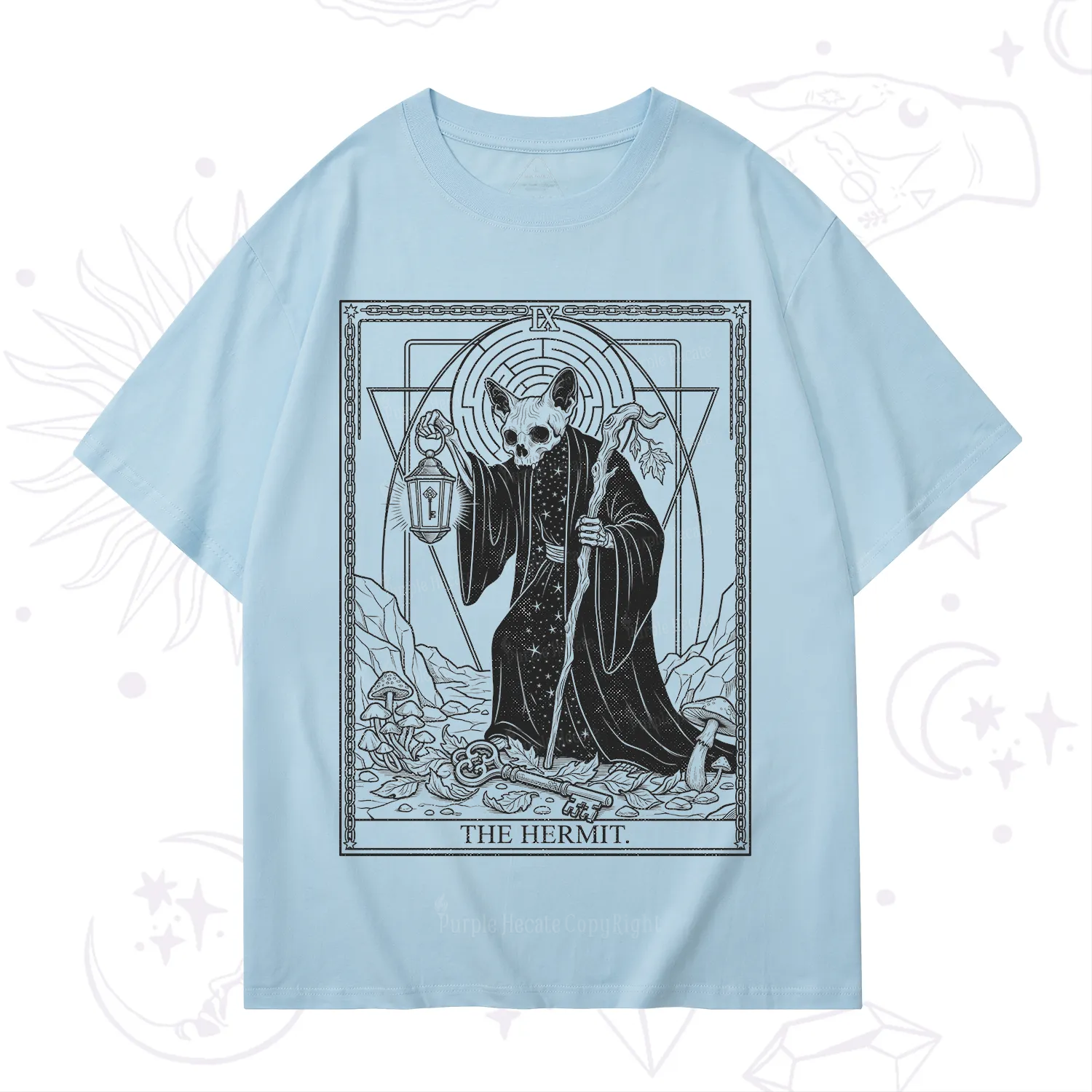 Purplehecate The Hermit Skeleton Cat Tarot T-Shirt