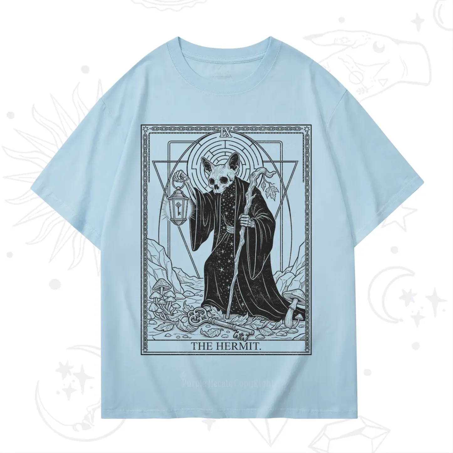Purplehecate The Hermit Skeleton Cat Tarot T-Shirt