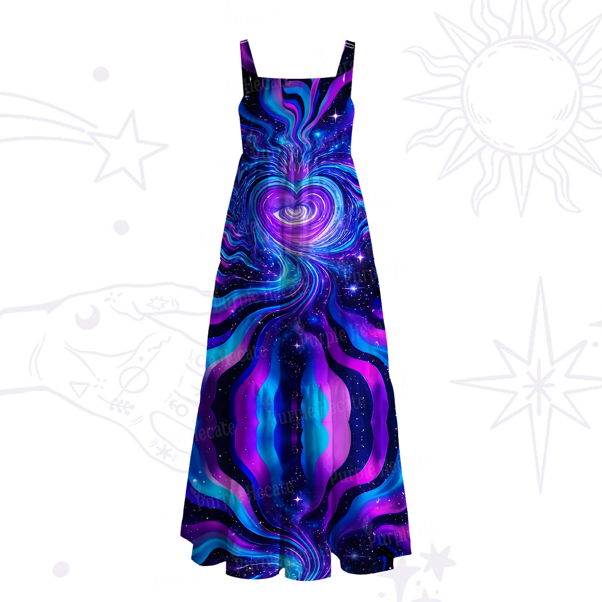 Purplehecate Galactic Heart Wide Straps Maxi Dress