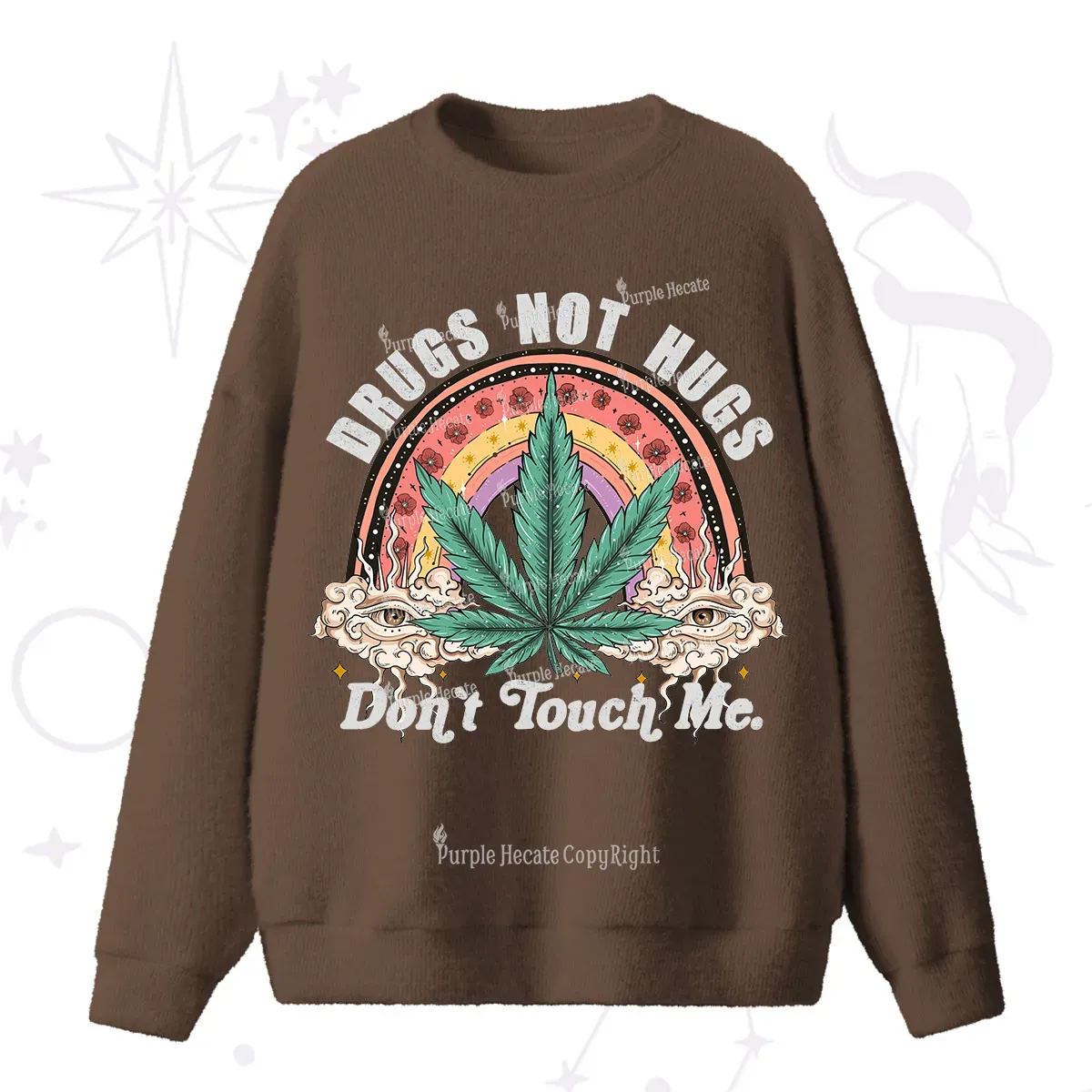 Purplehecate Drugs Not Hugs Fuzzy Ugly Sweater