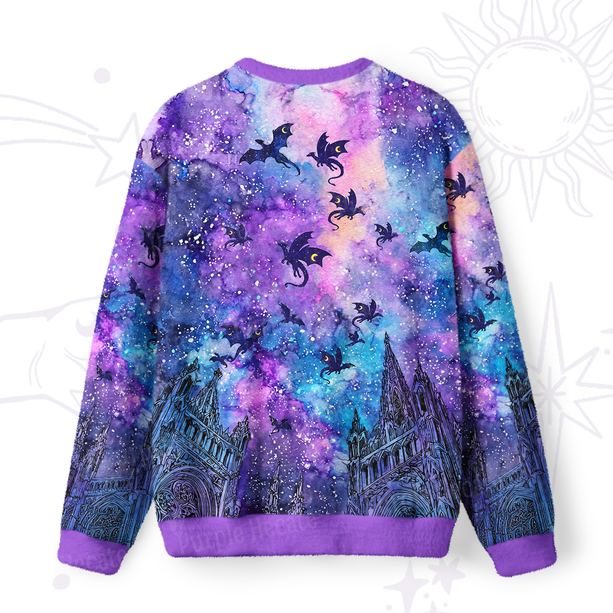 Purplehecate Cosmic Dragon Gothic Cathedra Fuzzy Ugly Sweatshirt