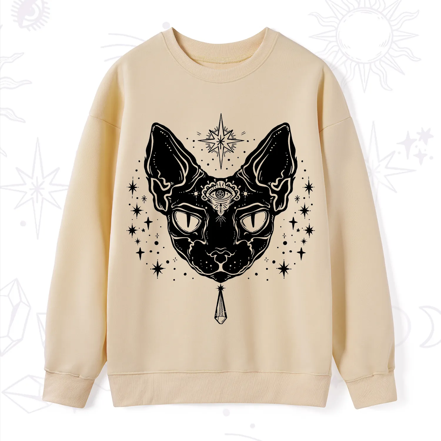 Purplehecate Three Eyed Sphynx Cat Sweatshirt