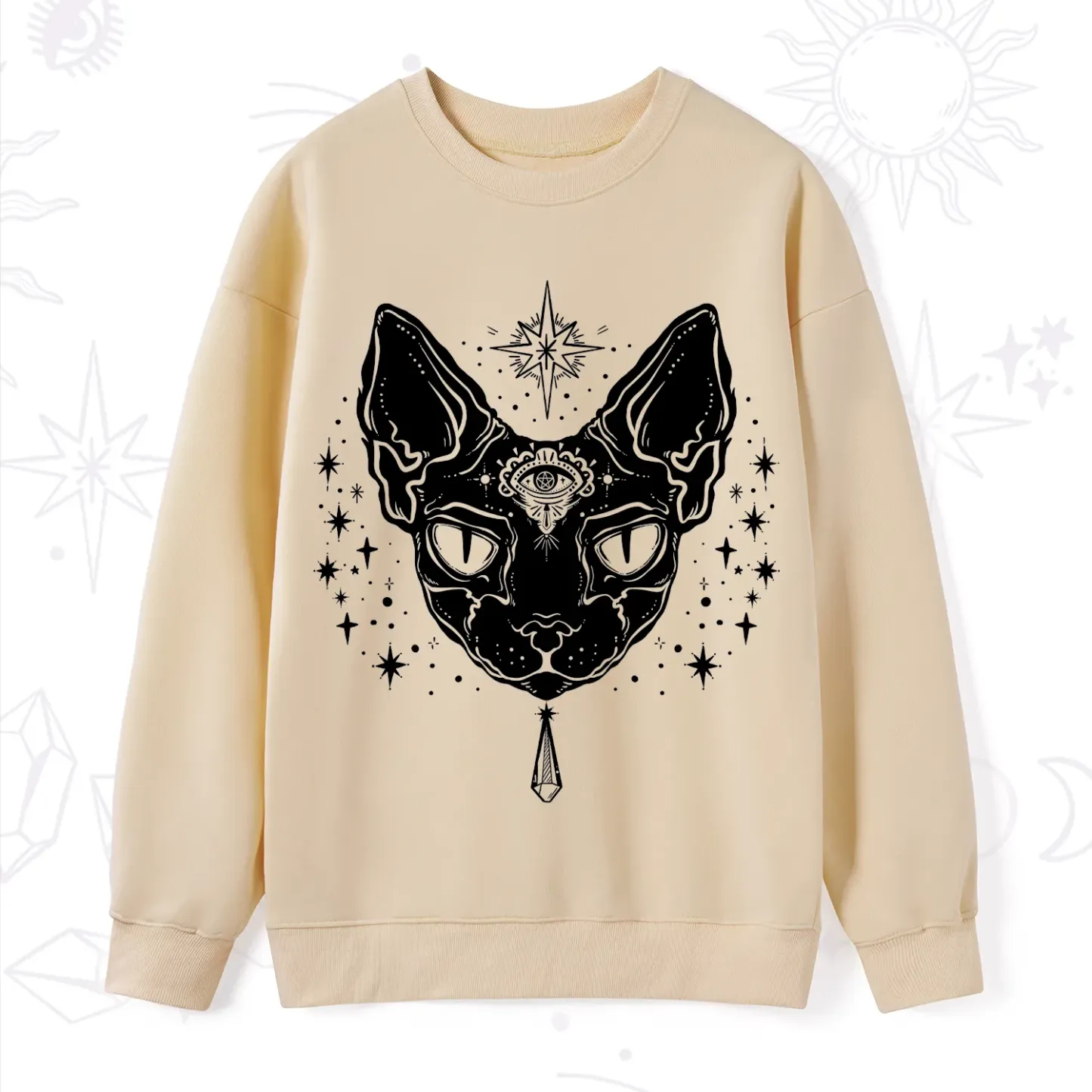 Purplehecate Three Eyed Sphynx Cat Sweatshirt