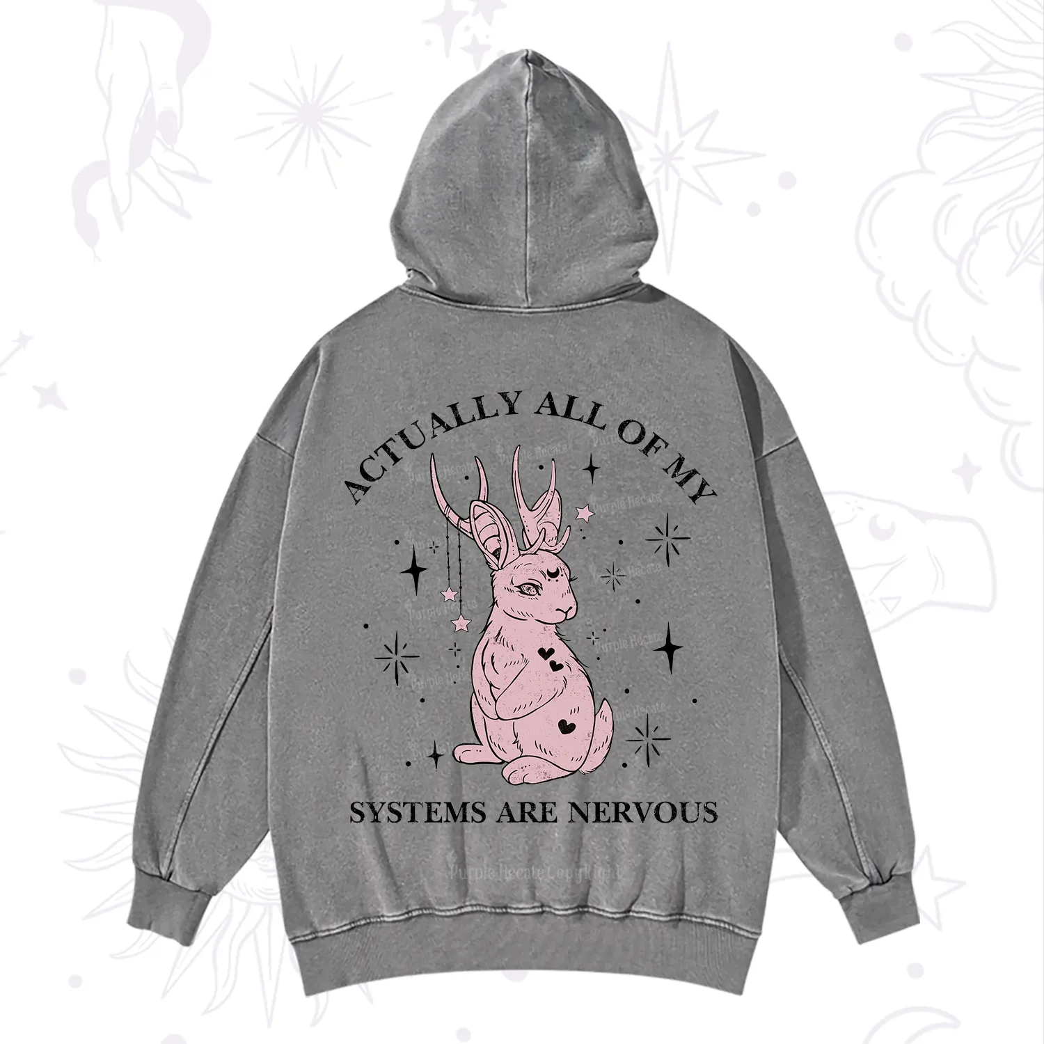 Purplehecate Actually All Of My Systems Are Nervous Washed Hoodie