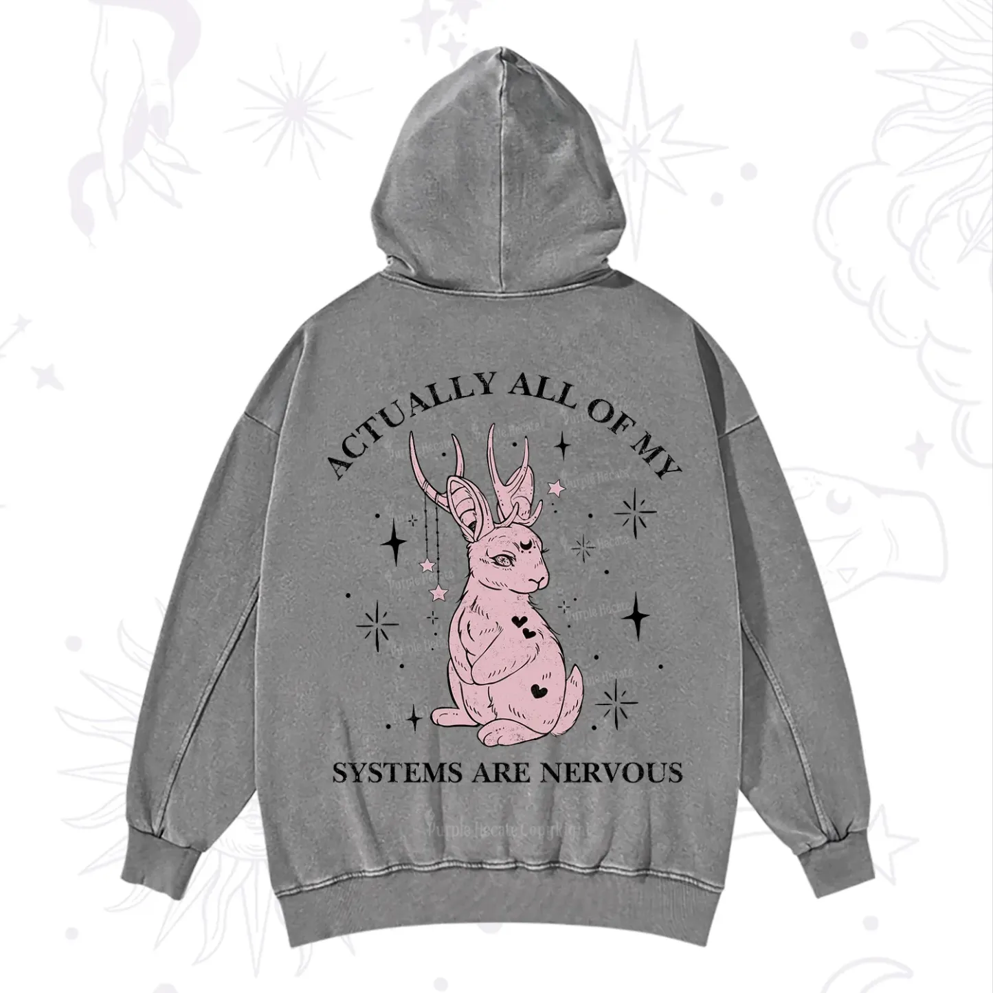 Purplehecate Actually All Of My Systems Are Nervous Washed Hoodie