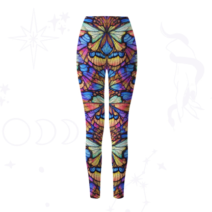 Purplehecate Colorful Butterfly Wing Pattern Yoga Pants