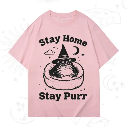 Purplehecate Stay Home Stay Purr Witch Cat T-Shirt