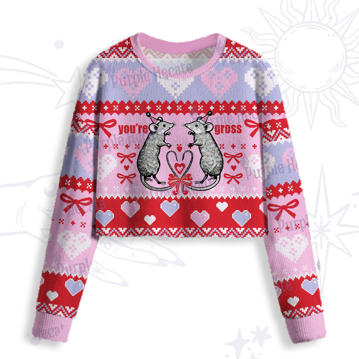 Purplehecate You're Gross Crop Fuzzy Ugly Sweatshirt