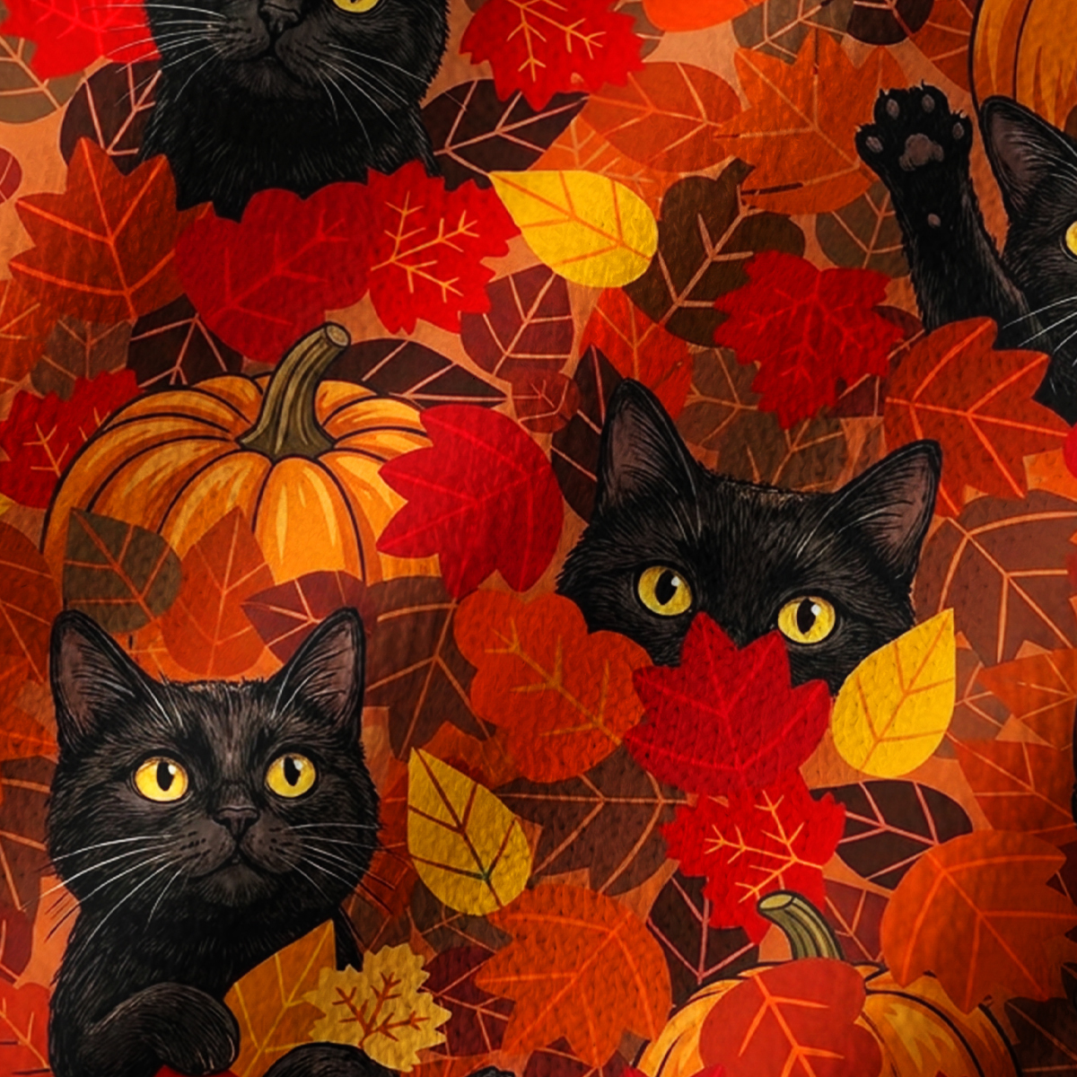 Purplehecate Autumn Pumpkin Patch Black Cat Off Shoulder Long Sleeve Knit Top