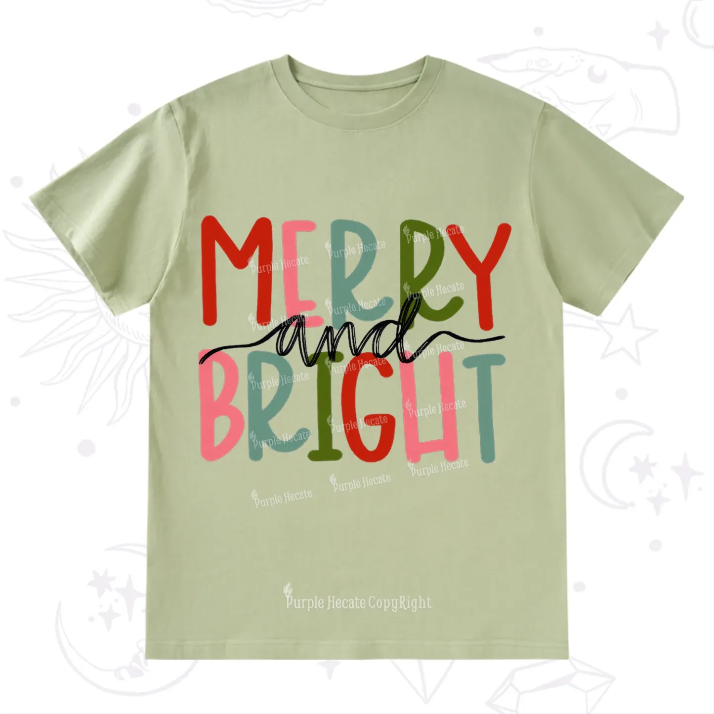 Purplehecate Merry and Bright Christmas T-Shirt