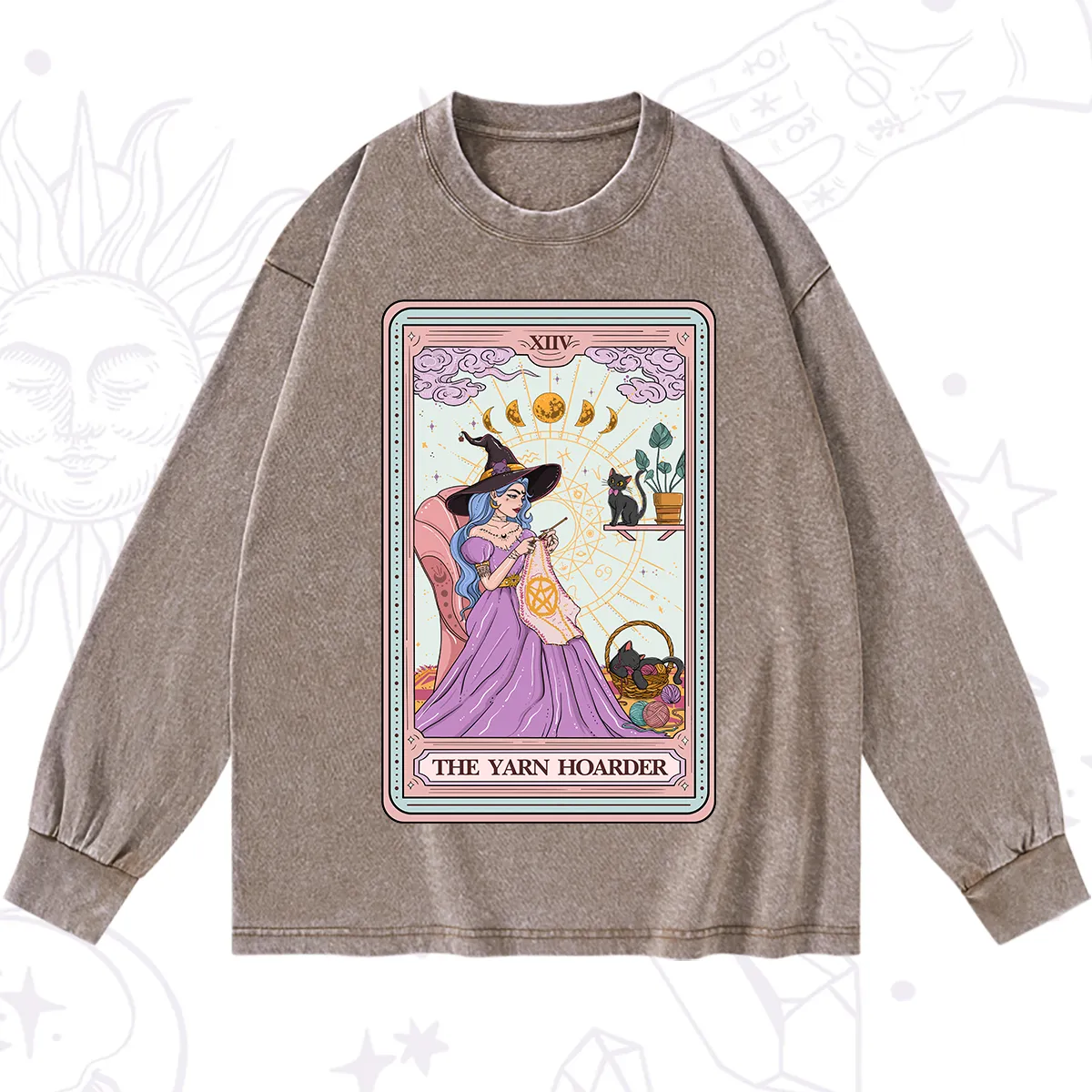 Purplehecate The Yarn Hoarder Tarot Washed Long Sleeve Shirt
