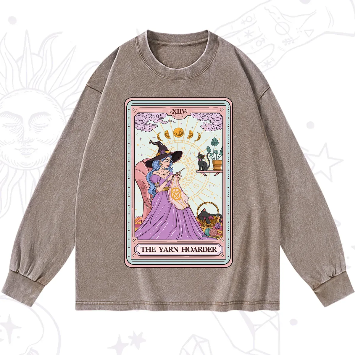 Purplehecate The Yarn Hoarder Tarot Washed Long Sleeve Shirt