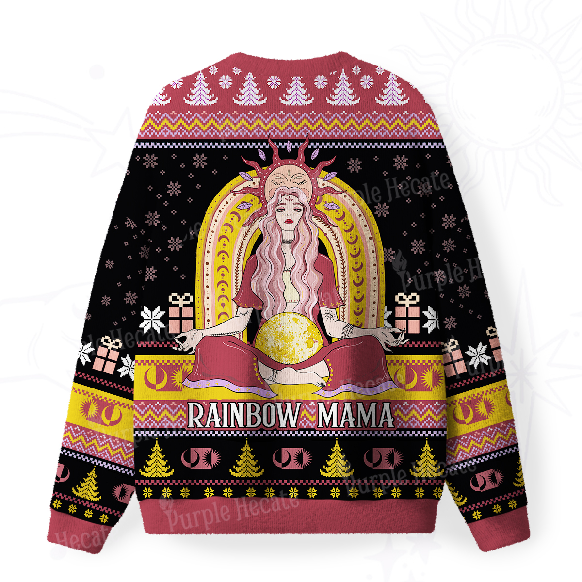 Purplehecate Rainbow Mama Fuzzy Ugly Christmas Sweatshirt