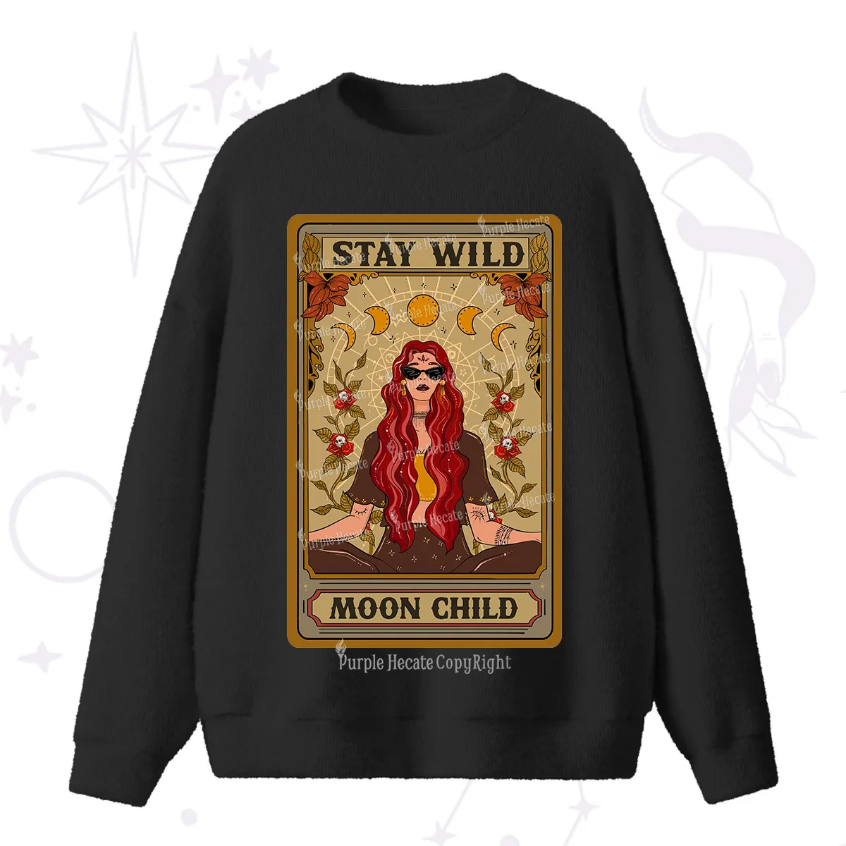 Purplehecate The Stay Wild Moon Child Oracle Card Fuzzy Ugly Sweater
