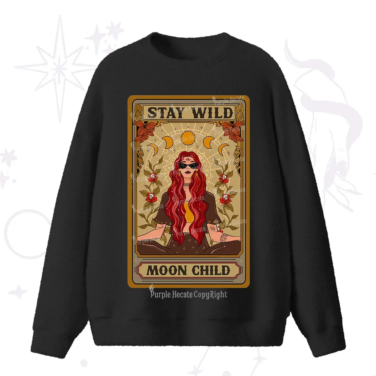 Purplehecate The Stay Wild Moon Child Oracle Card Fuzzy Ugly Sweater