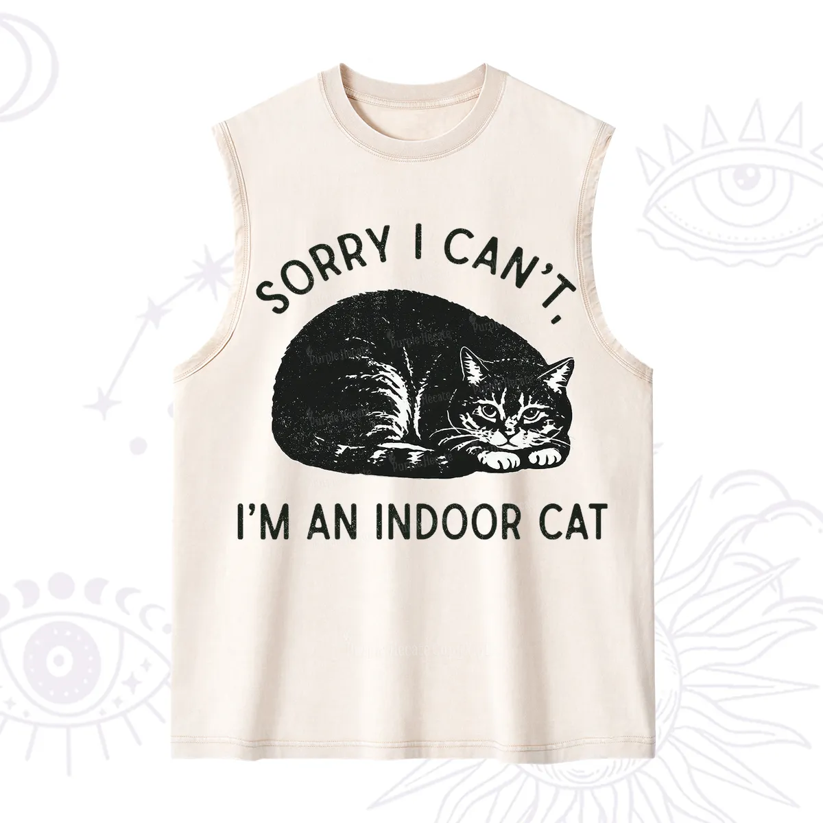 Purplehecate Sorry I Can't I'm an Indoor Cat Washed Tank