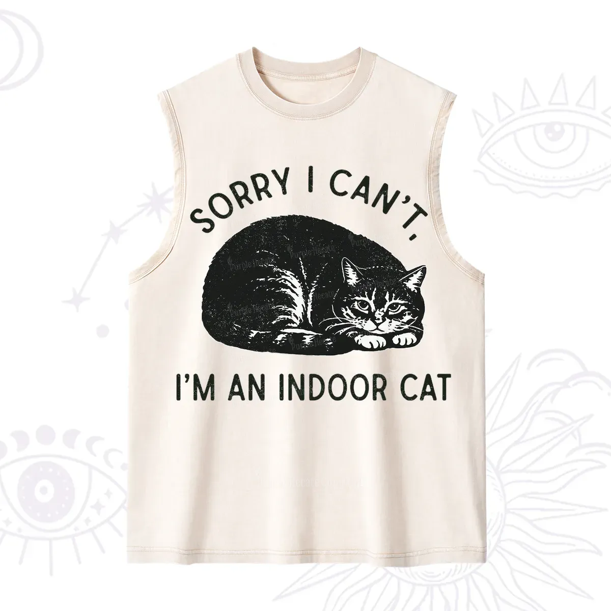 Purplehecate Sorry I Can't I'm an Indoor Cat Washed Tank