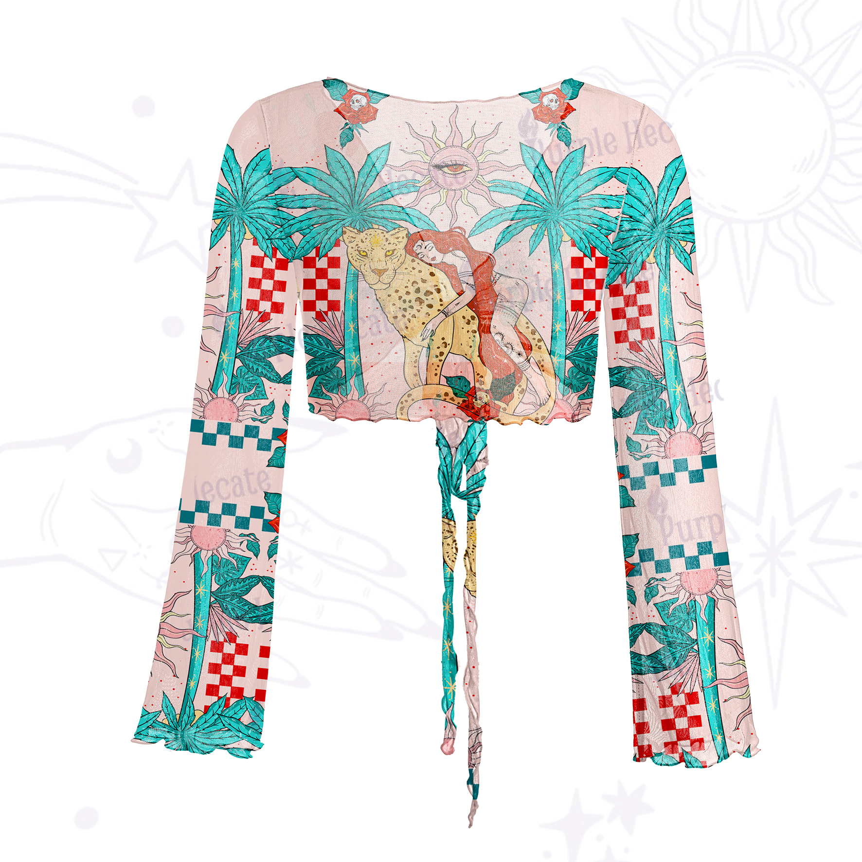 Purplehecate In My Delulu Era Mesh Tie Front Top